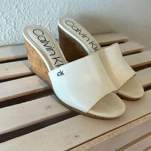 White Calvin Klein strapless wedge size 6.5
